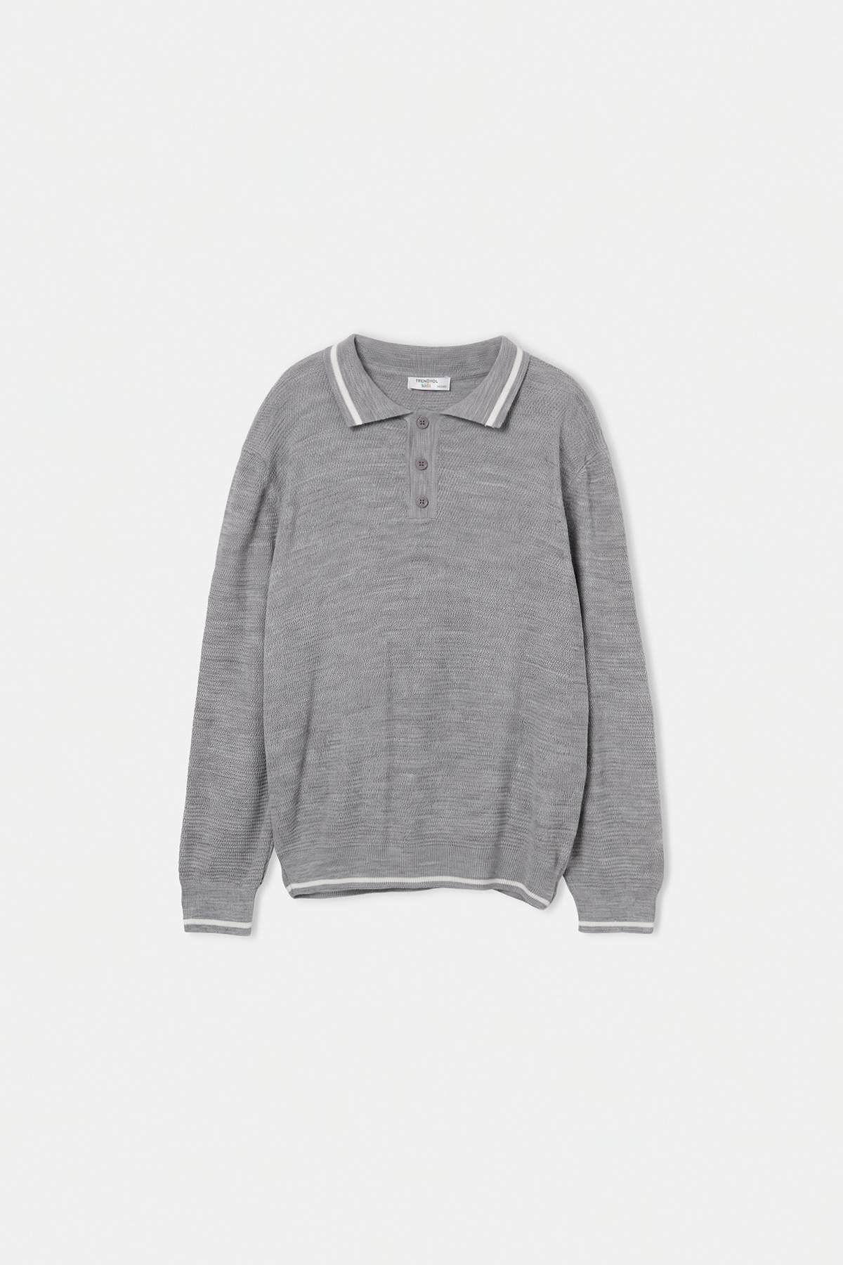 Boys' Grey Marl Polo-Collar School Jumper
