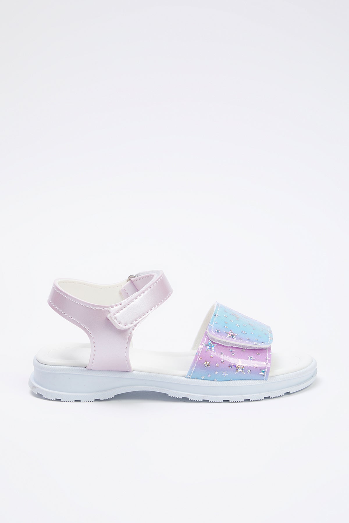 Girls' Lilac Shiny Star Velcro Sandals