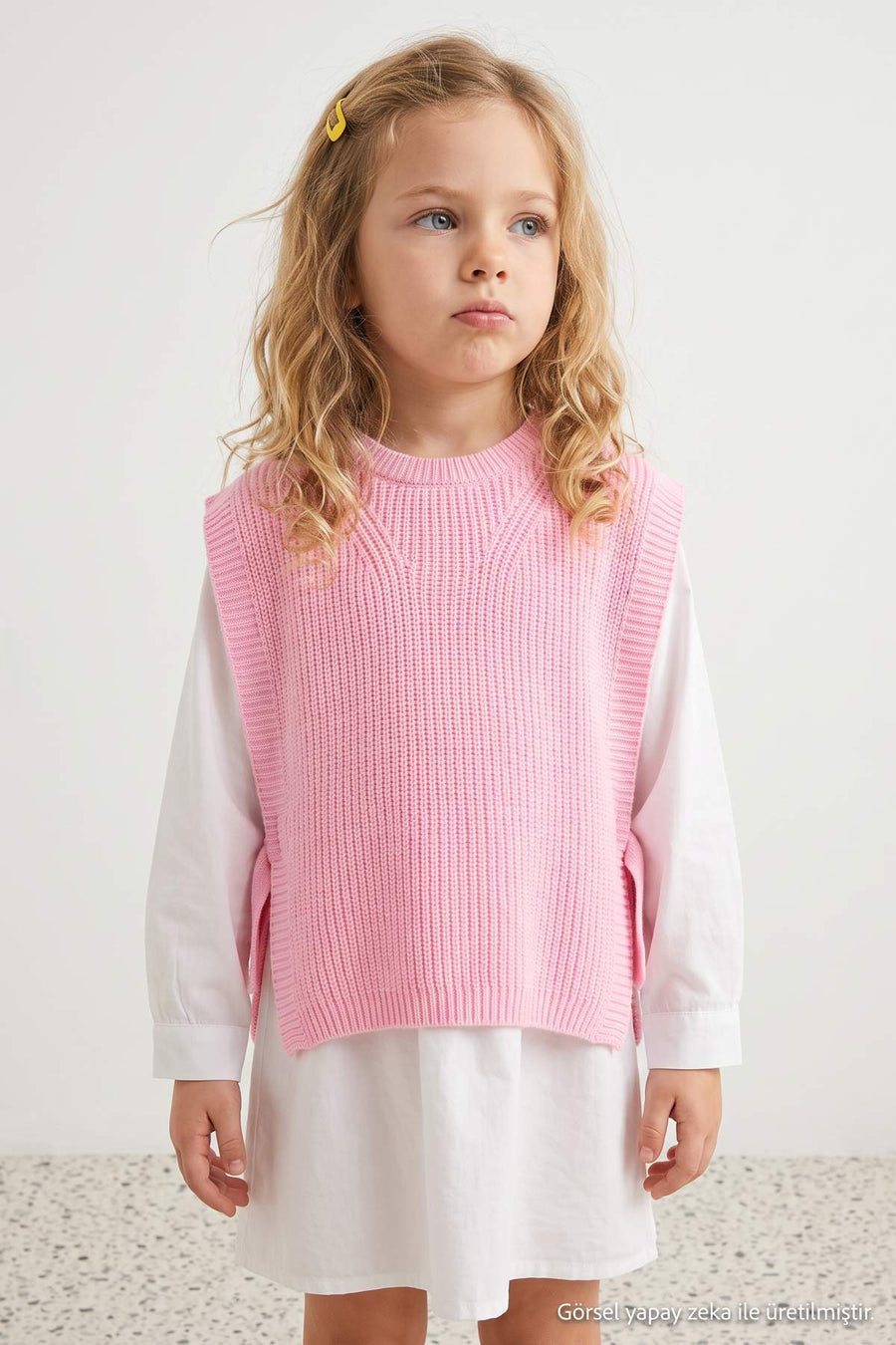Girls' Pink Knit Sweater Vest