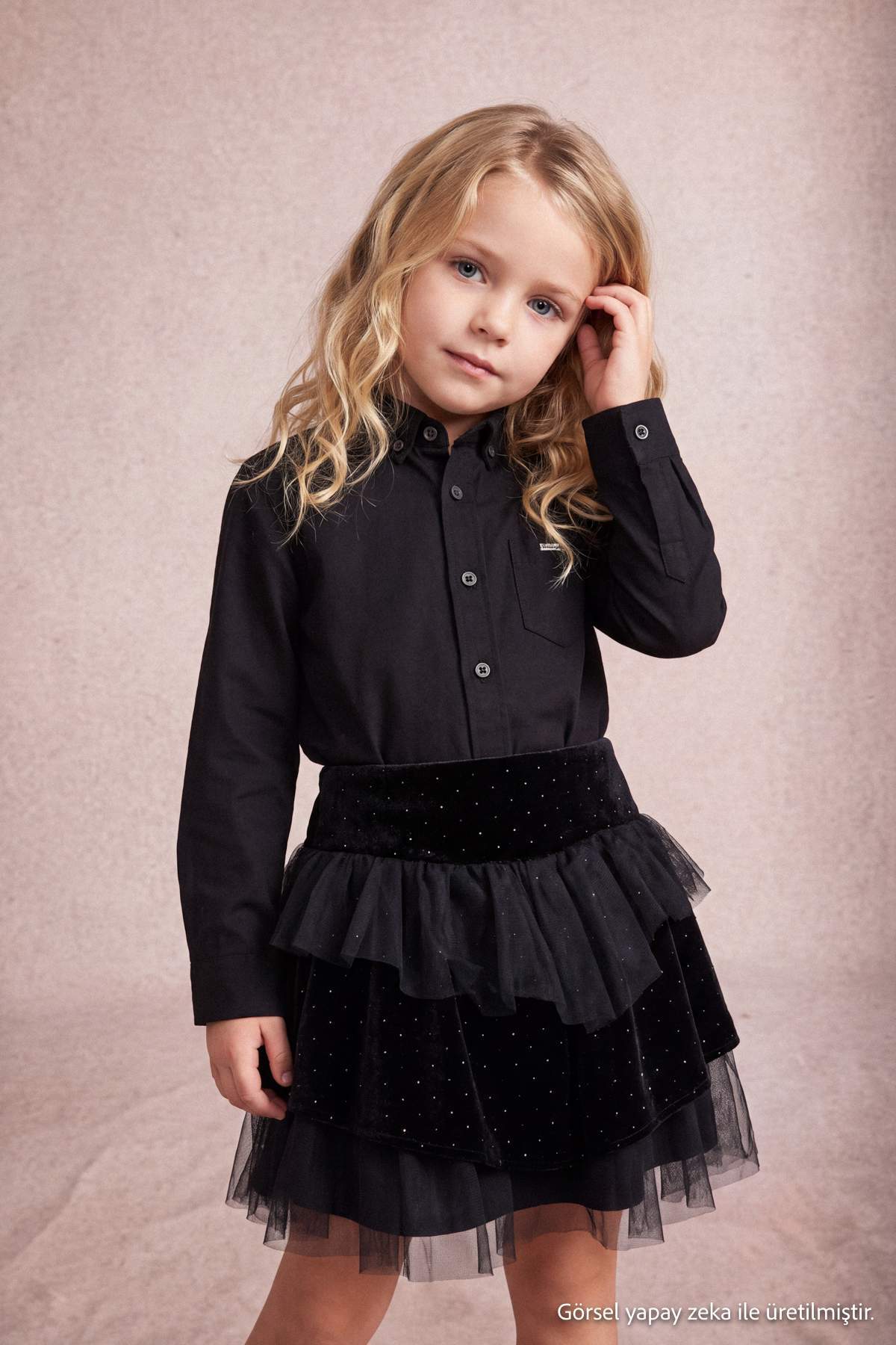 Girls' Black Velvet Rhinestone Tutu Mini Skirt