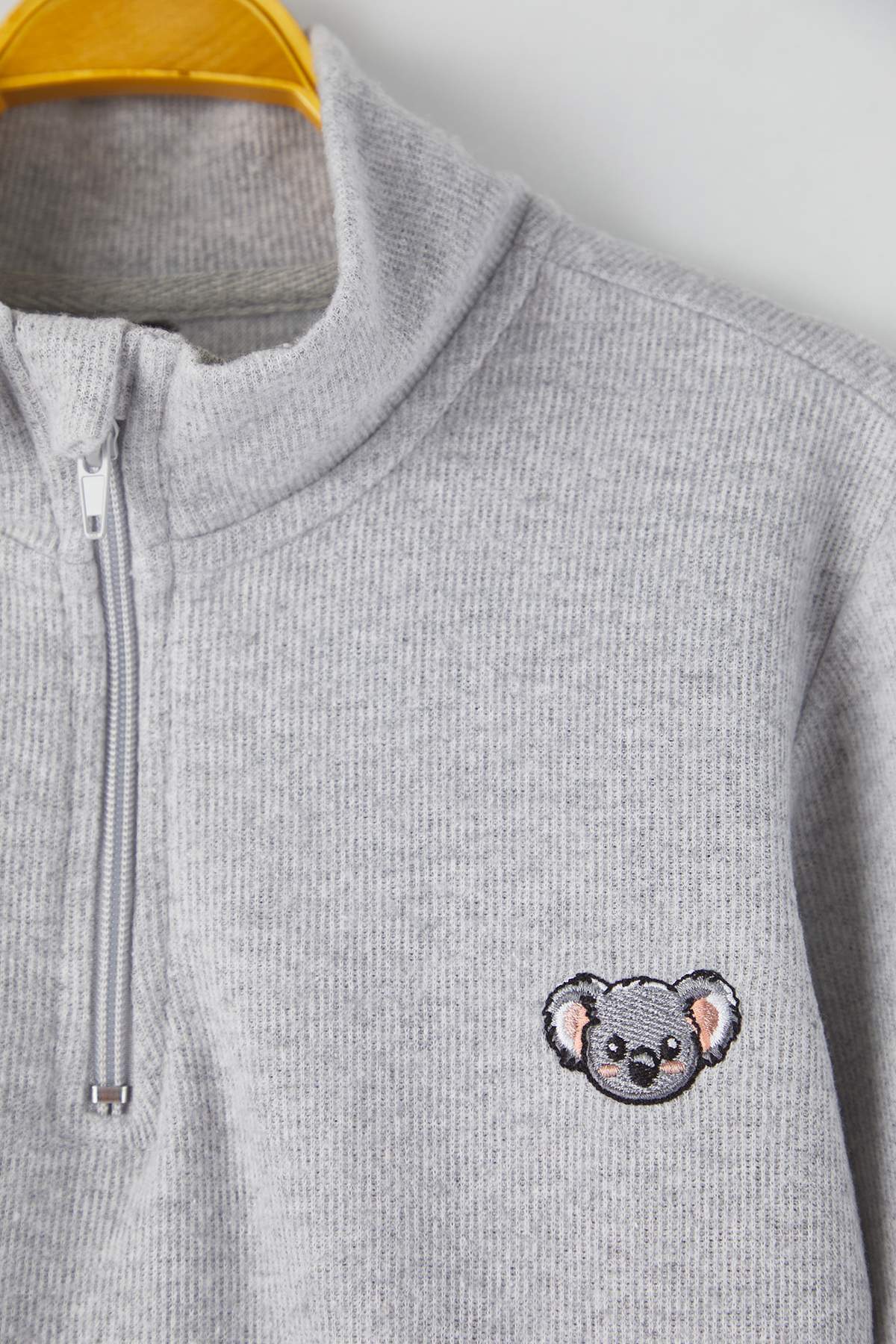 Boys' Navy Printed High-Neck Sweatshirt
