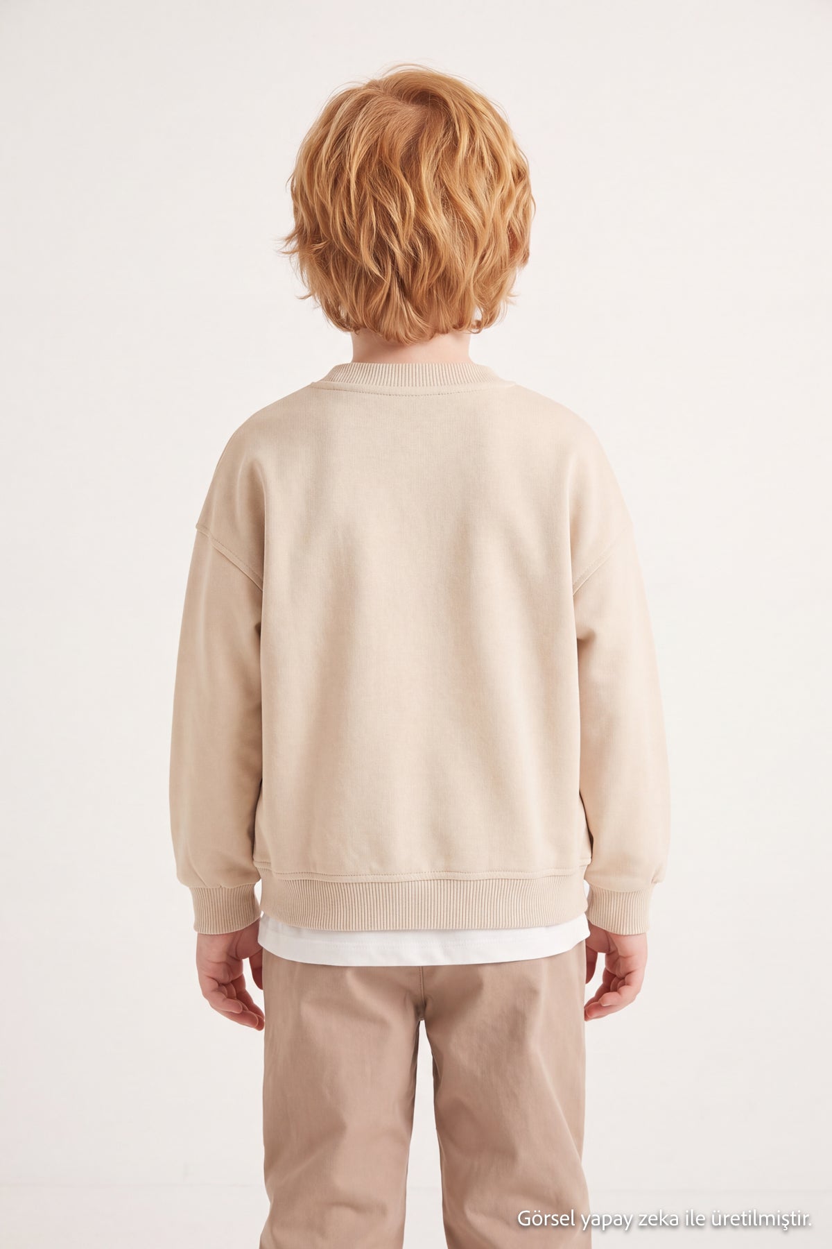 Boys' Beige Cotton Sweatshirt