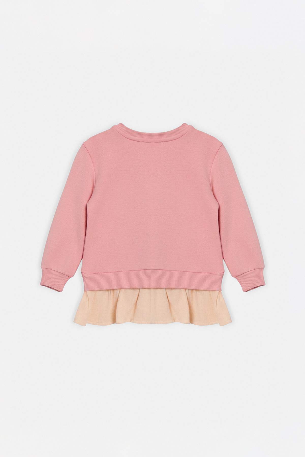 Girls' Powder Pink Embroidered Thick Sweatshirt