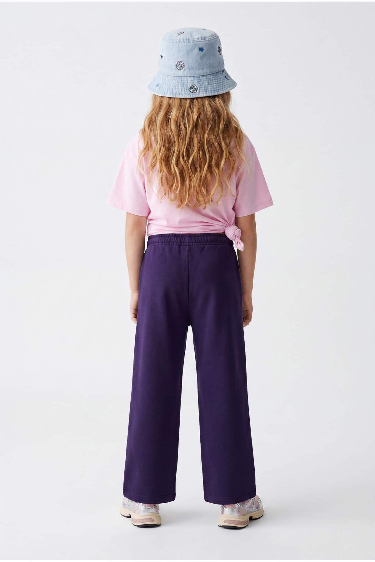 Girls' Heart-Print Piped Cotton Joggers