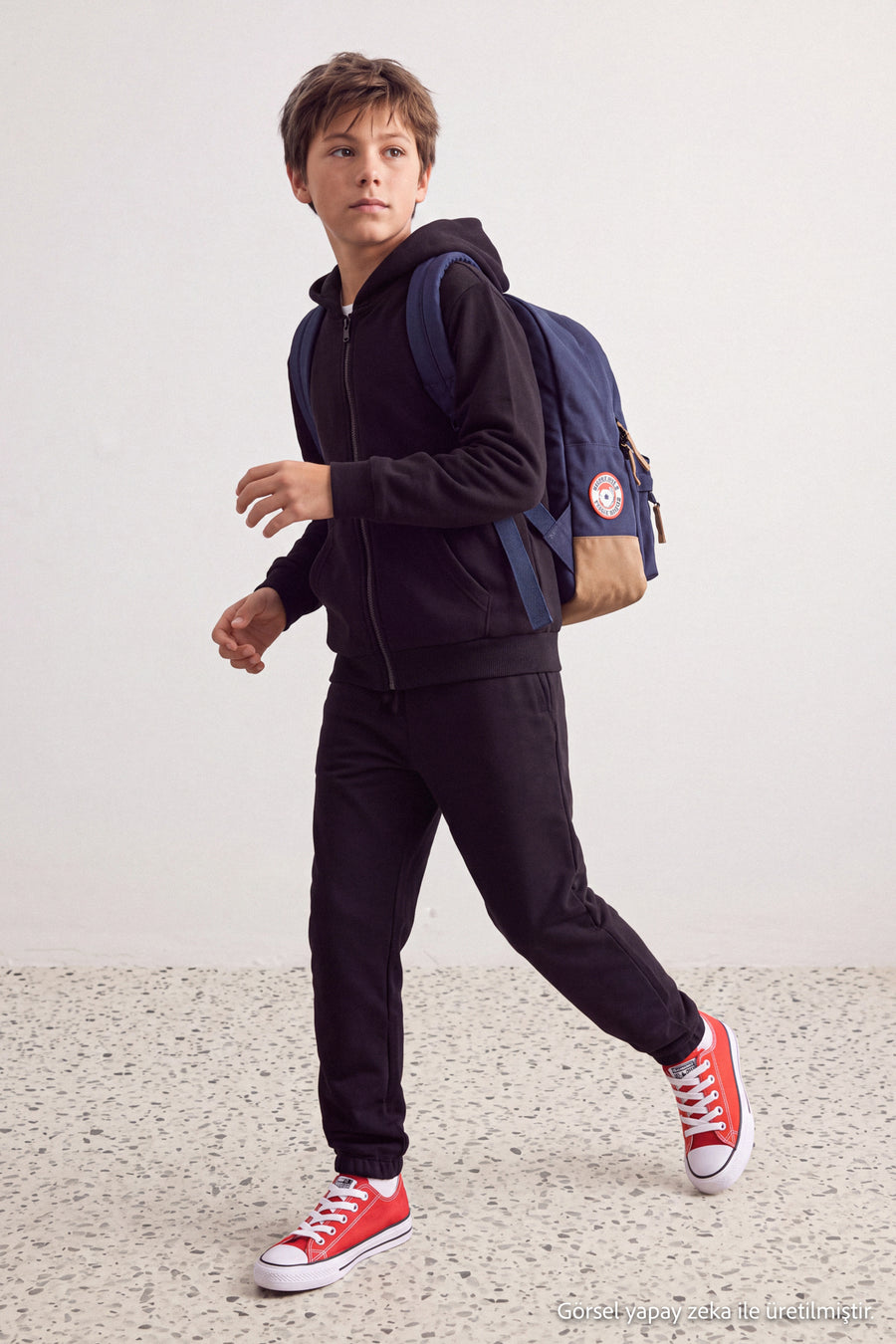 Boys' Black Hooded Zip-Up Cardigan & Jogger Set