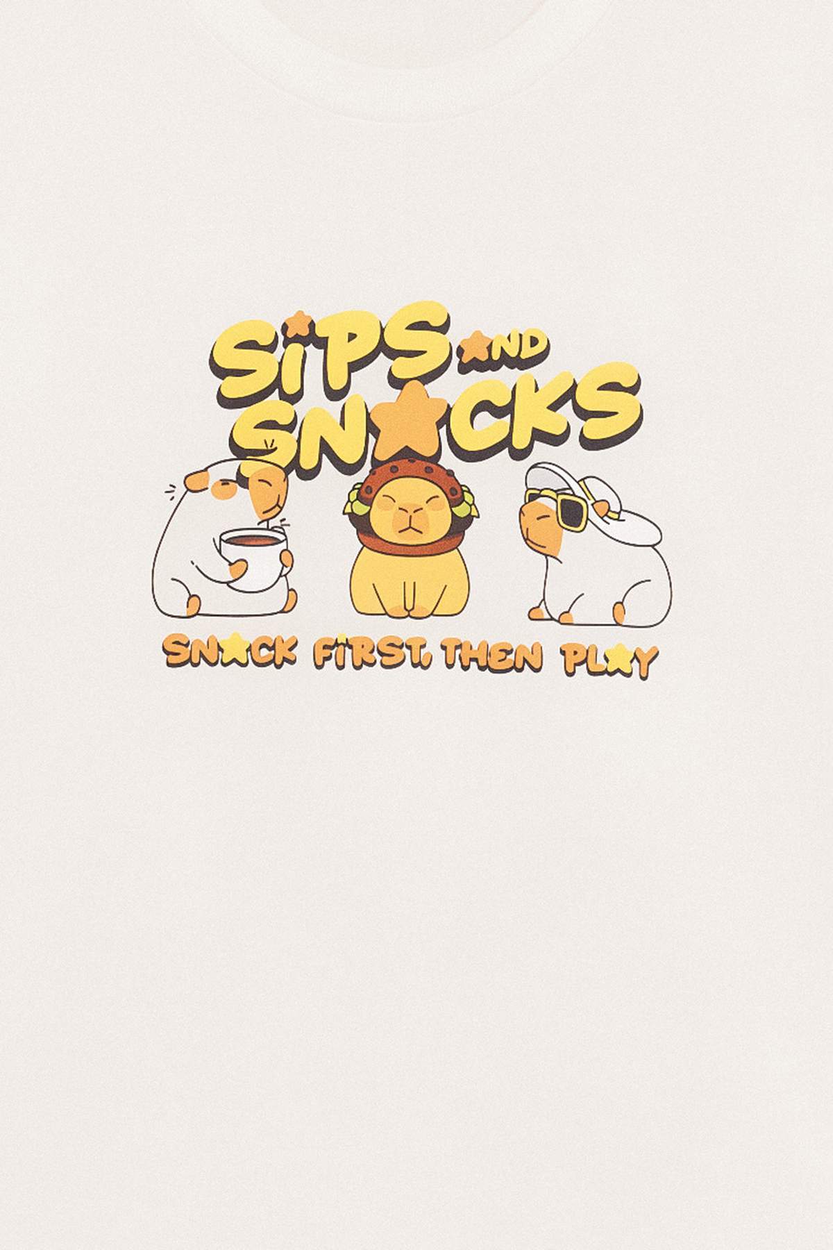 Kids' Ecru Capybara-Print T-Shirt