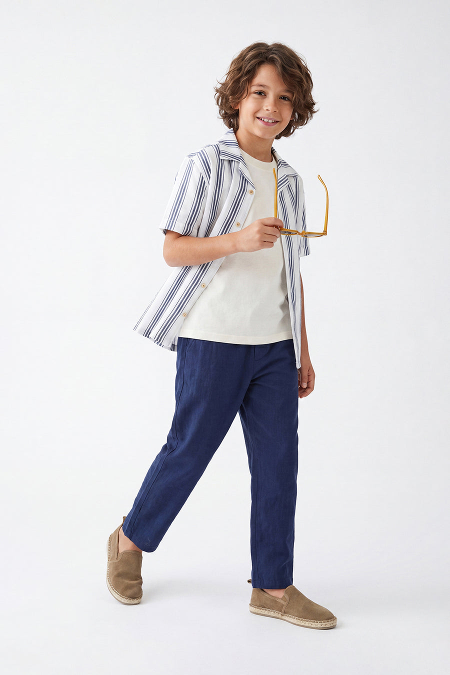 Boys' Stone Shirt, T-Shirt & Trousers 3-Piece Cotton Set