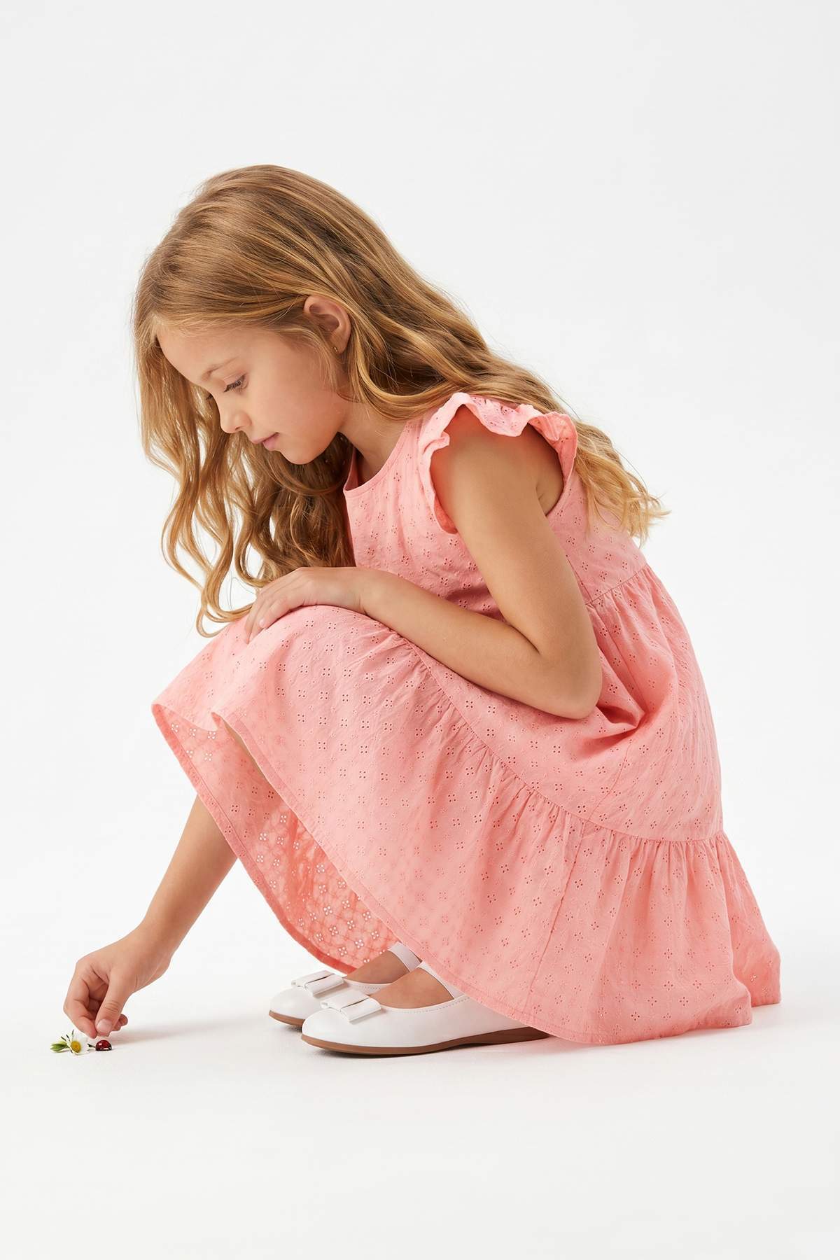 Girls' Cotton Plain Midi Dress