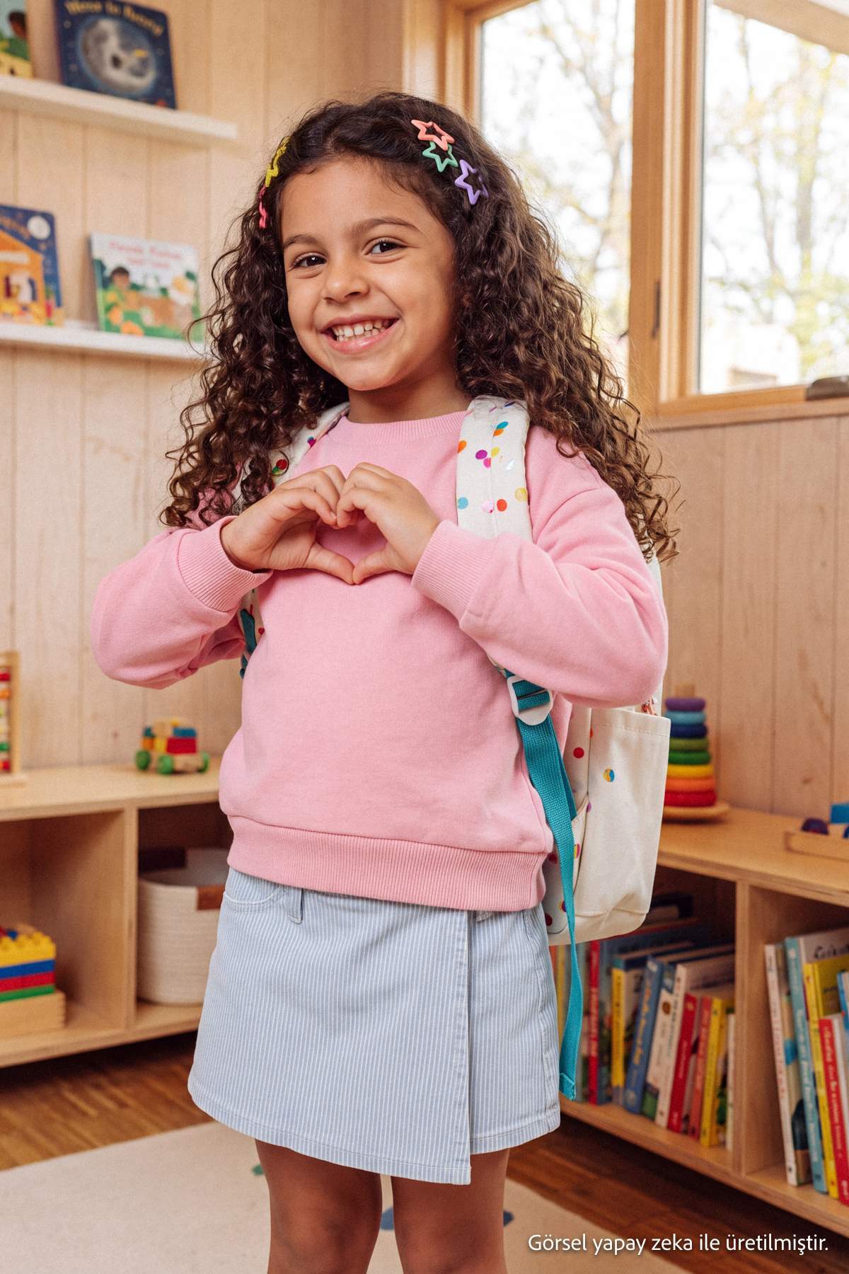 Girls' Plain Fleece-Lined Crew-Neck Sweatshirt