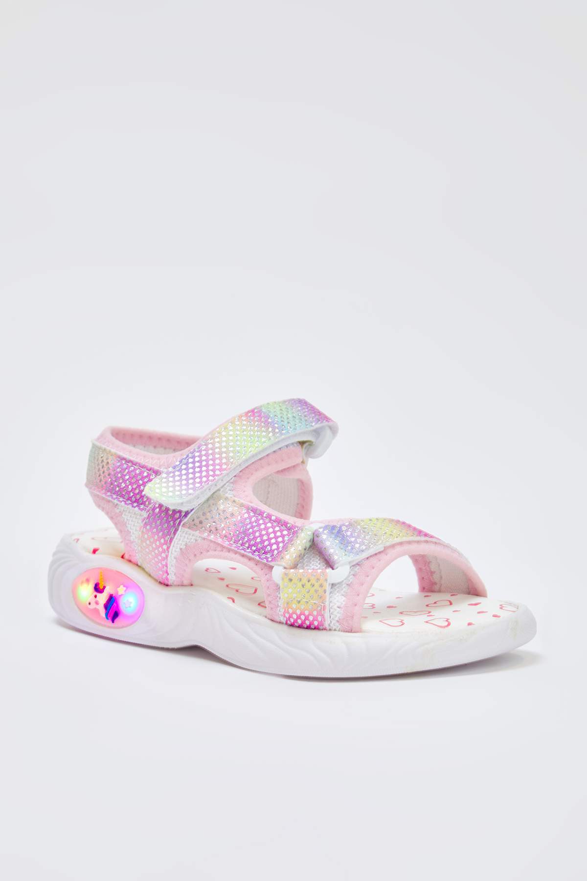 Girls' Pink Colour-Block Light-Up Sport Sandals