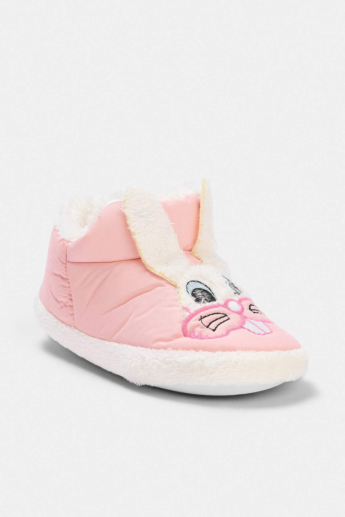 Girls' Pink Plush Slipper Boots