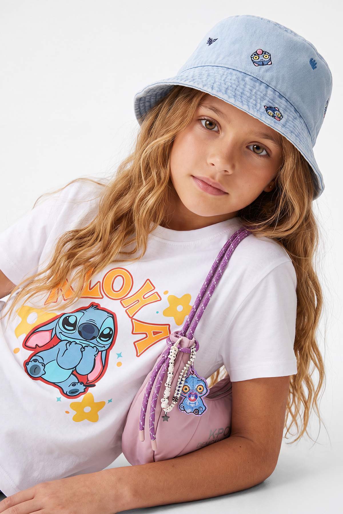 Girls' White Stitch-Print T-Shirt