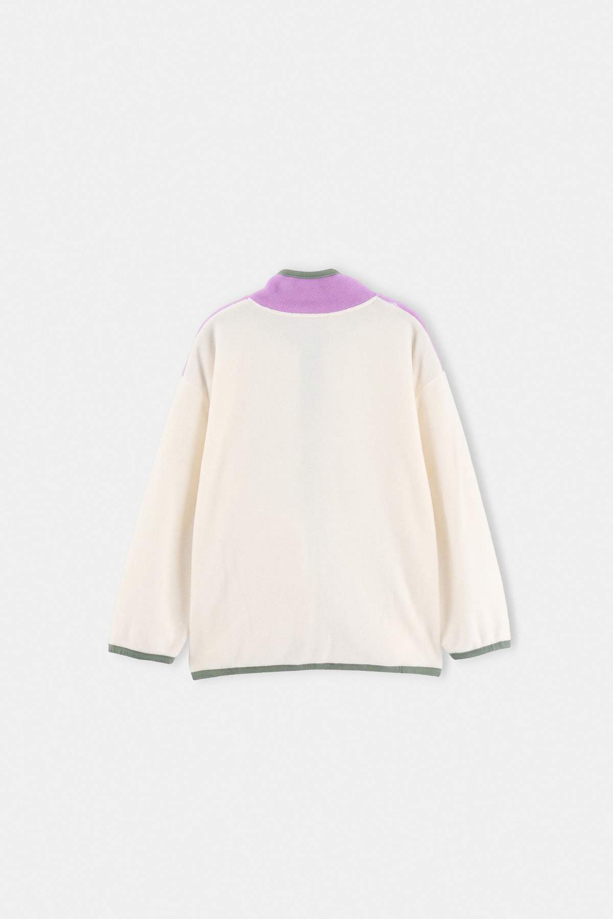 Girls' Ecru Fleece Jacket with Pockets