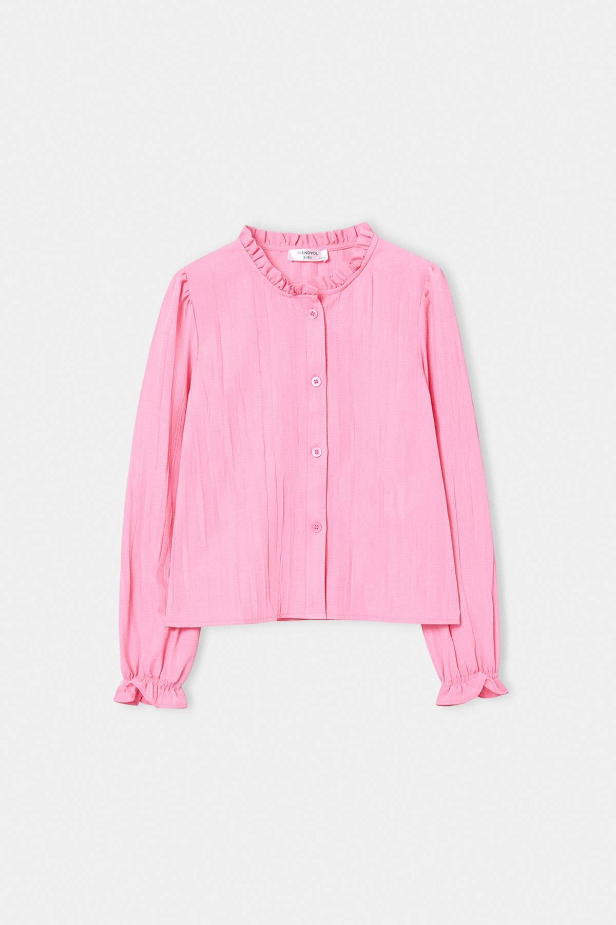 Girls' Pink Frilled Long-Sleeve Shirt