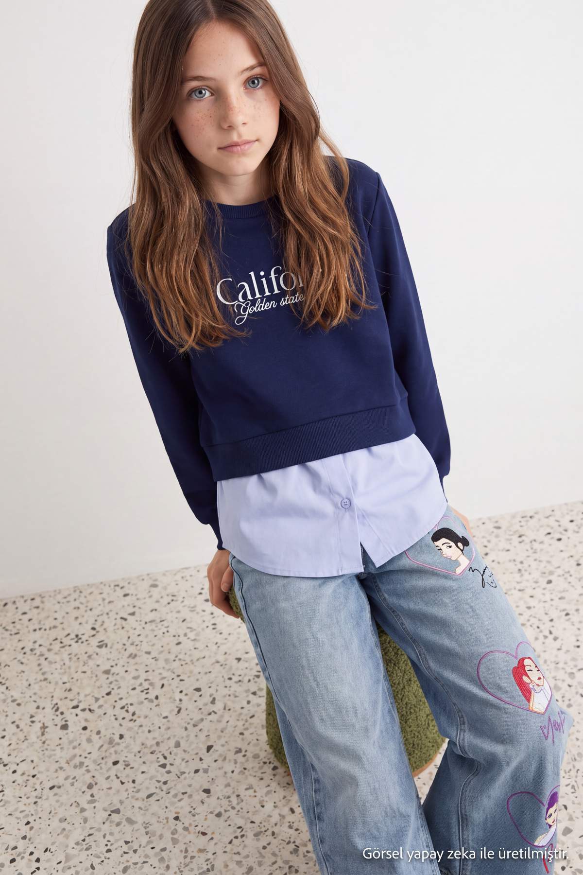 Girls' Navy Sweatshirt