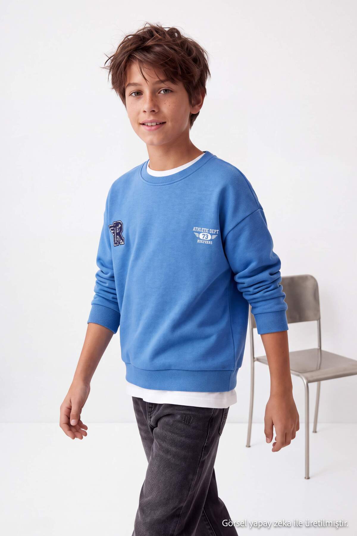 Boys' Blue Fleece-Lined Sweatshirt