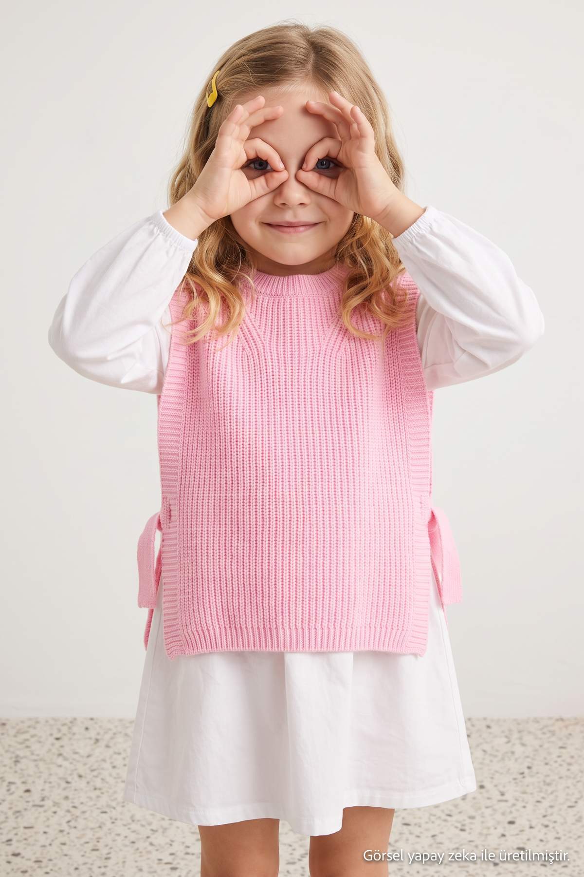 Girls' Pink Knit Sweater Vest
