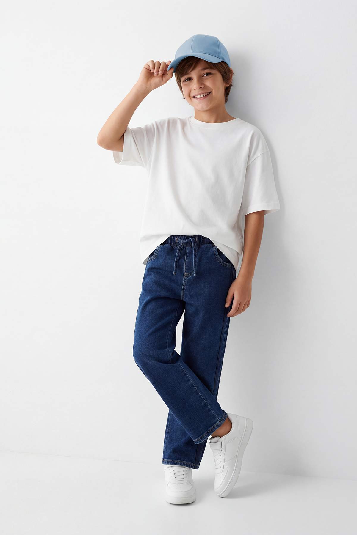 Boys' Blue Drawstring Denim Trousers