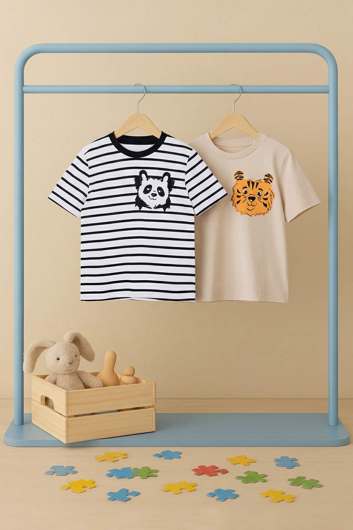 Boys' Stone & Ecru Printed T-Shirt 2-Pack