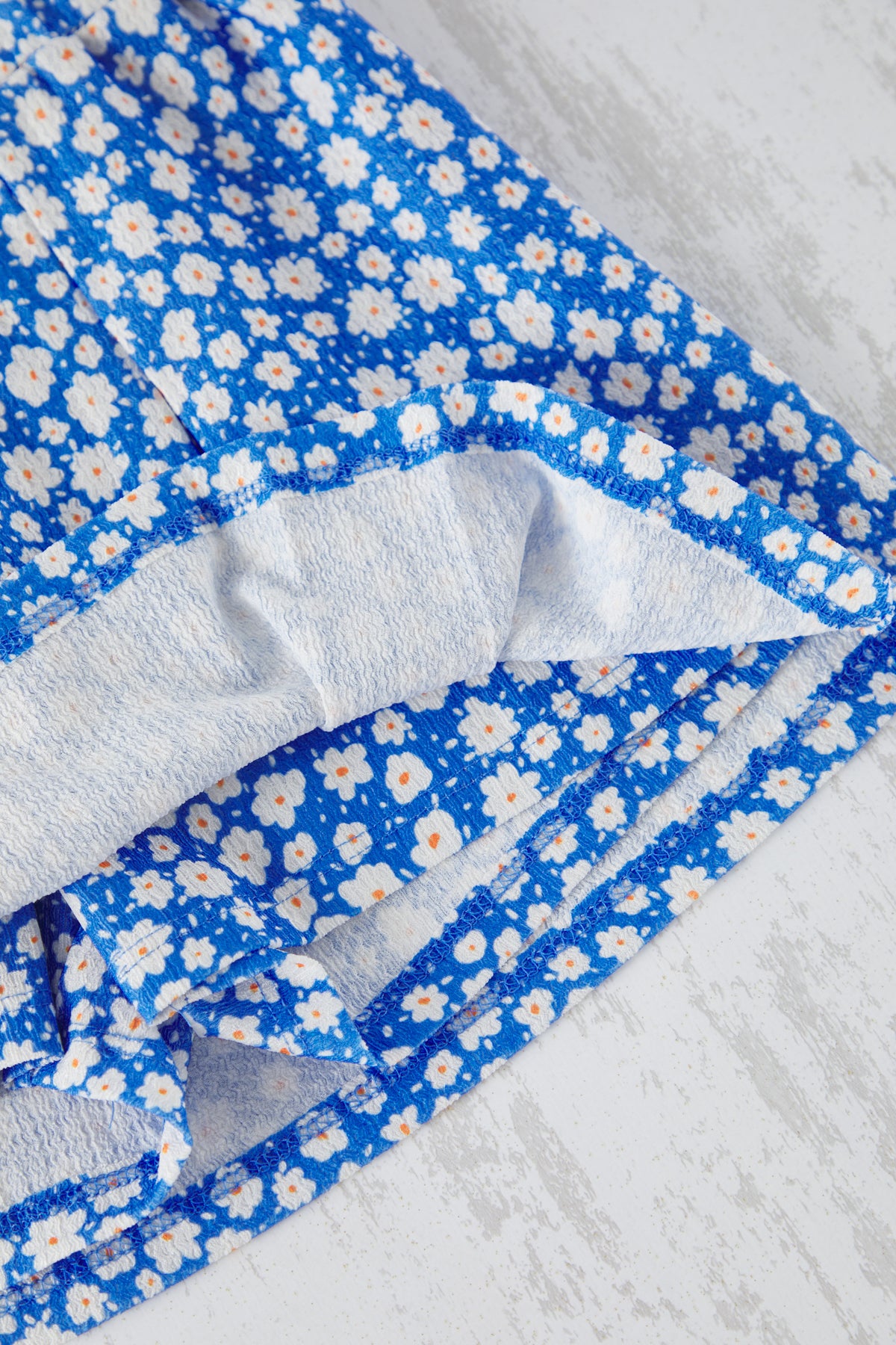 Girls' Blue Floral Elastic-Waist Mini Skort