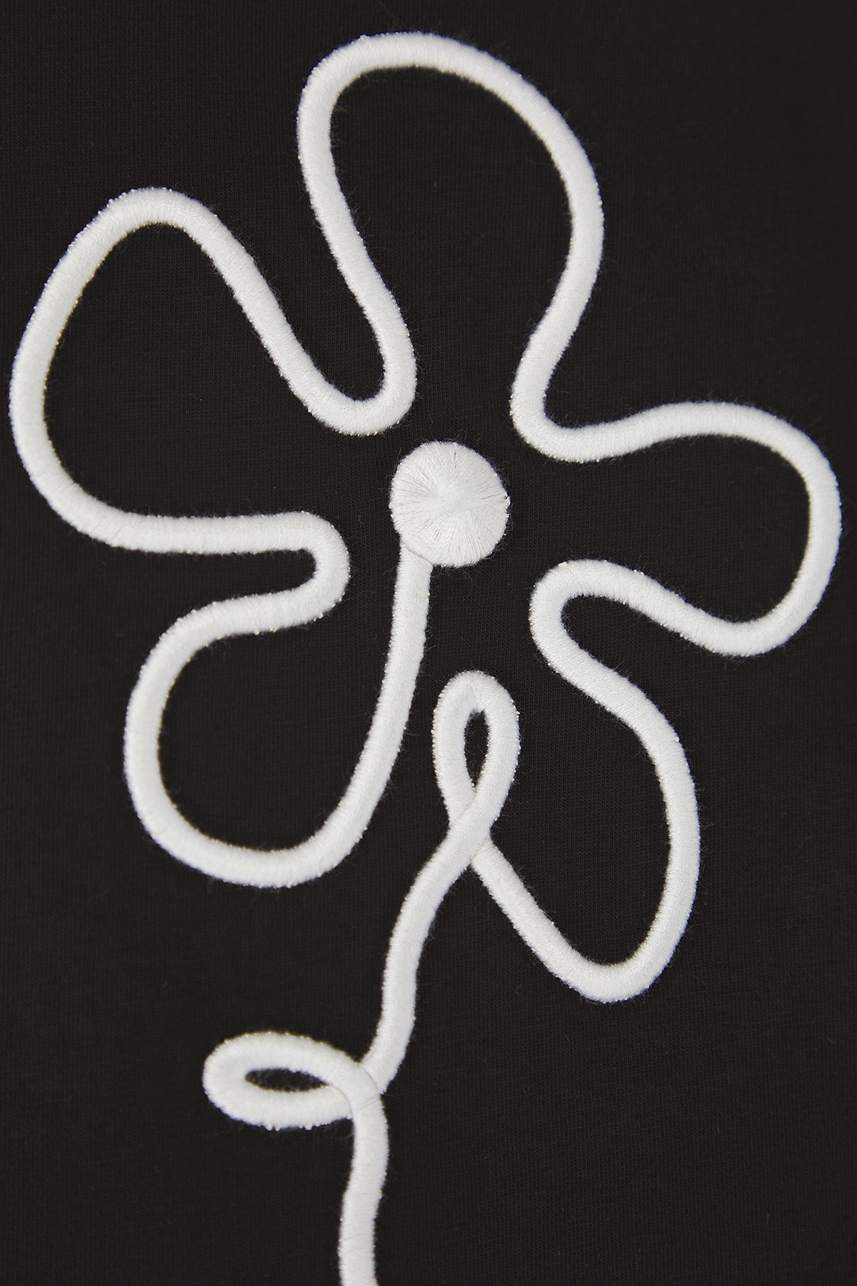 Girls' Black Floral-Embroidered Cotton T-Shirt