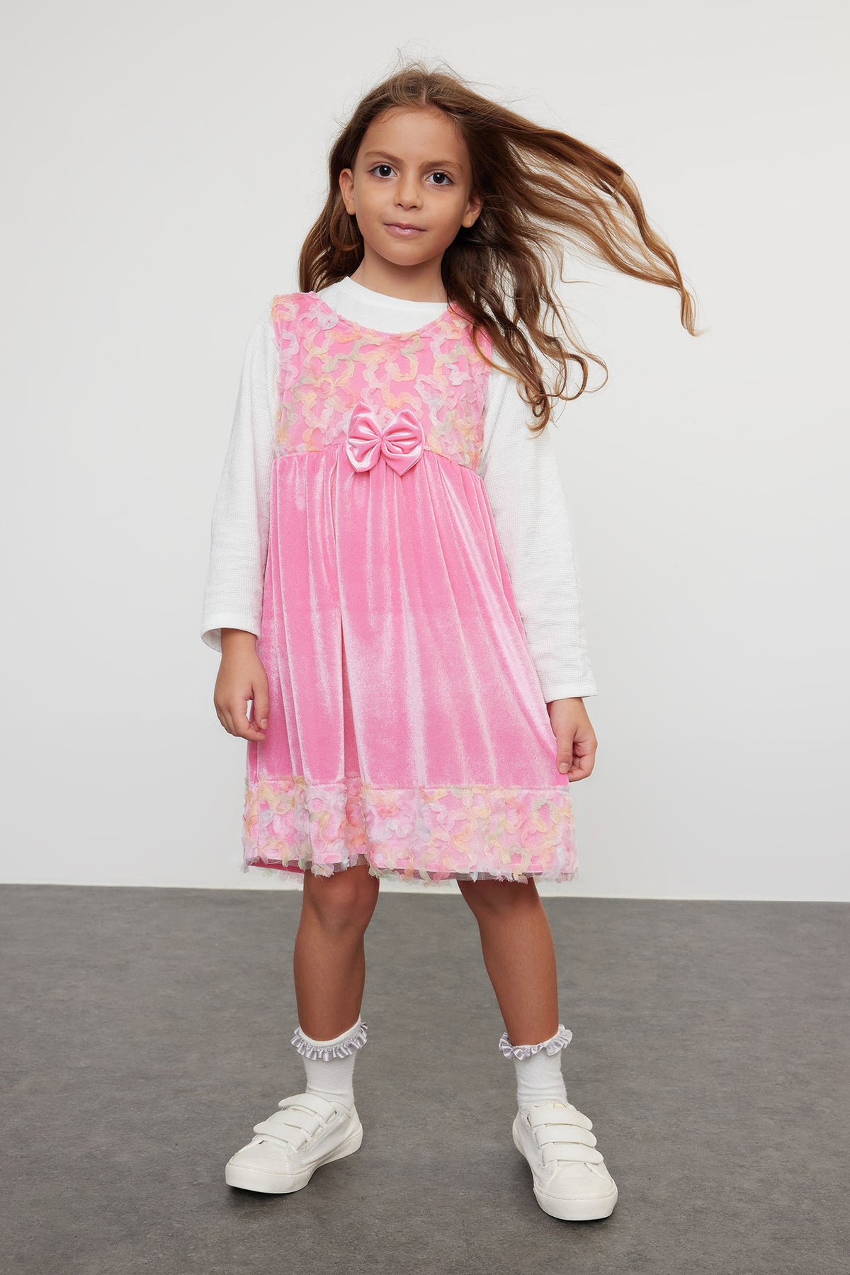 Girls' Fuchsia Bow Tulle Dress & Bodysuit Set