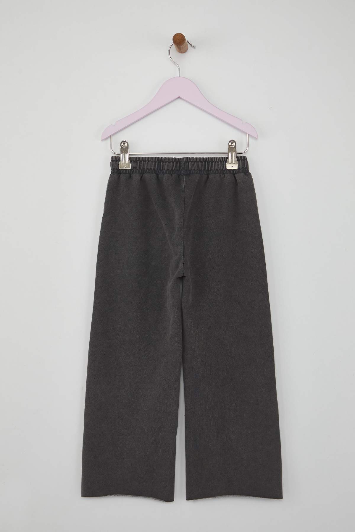 Girls' Charcoal Washed-Effect Flared Joggers