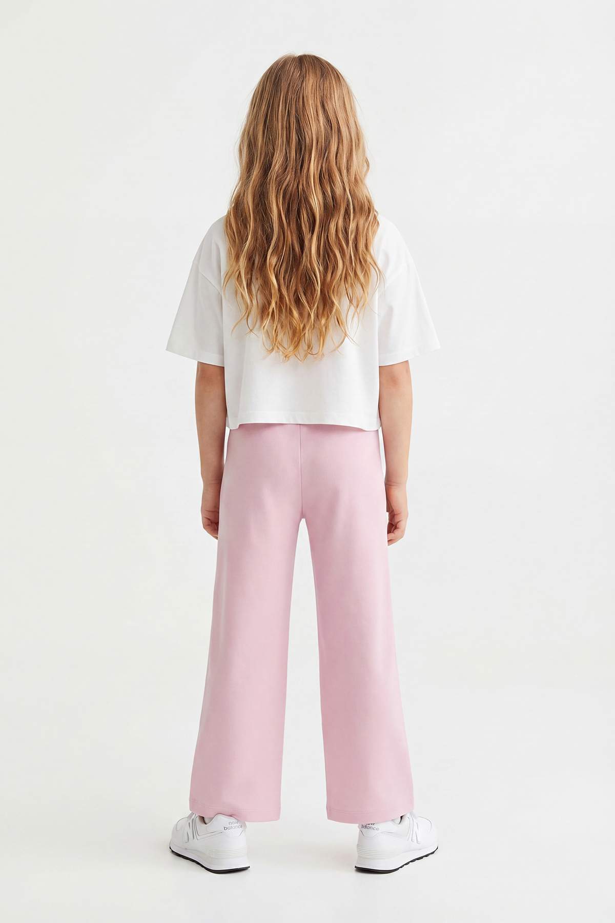 Girls' Piped Stretch Cotton Wide-Leg Trousers