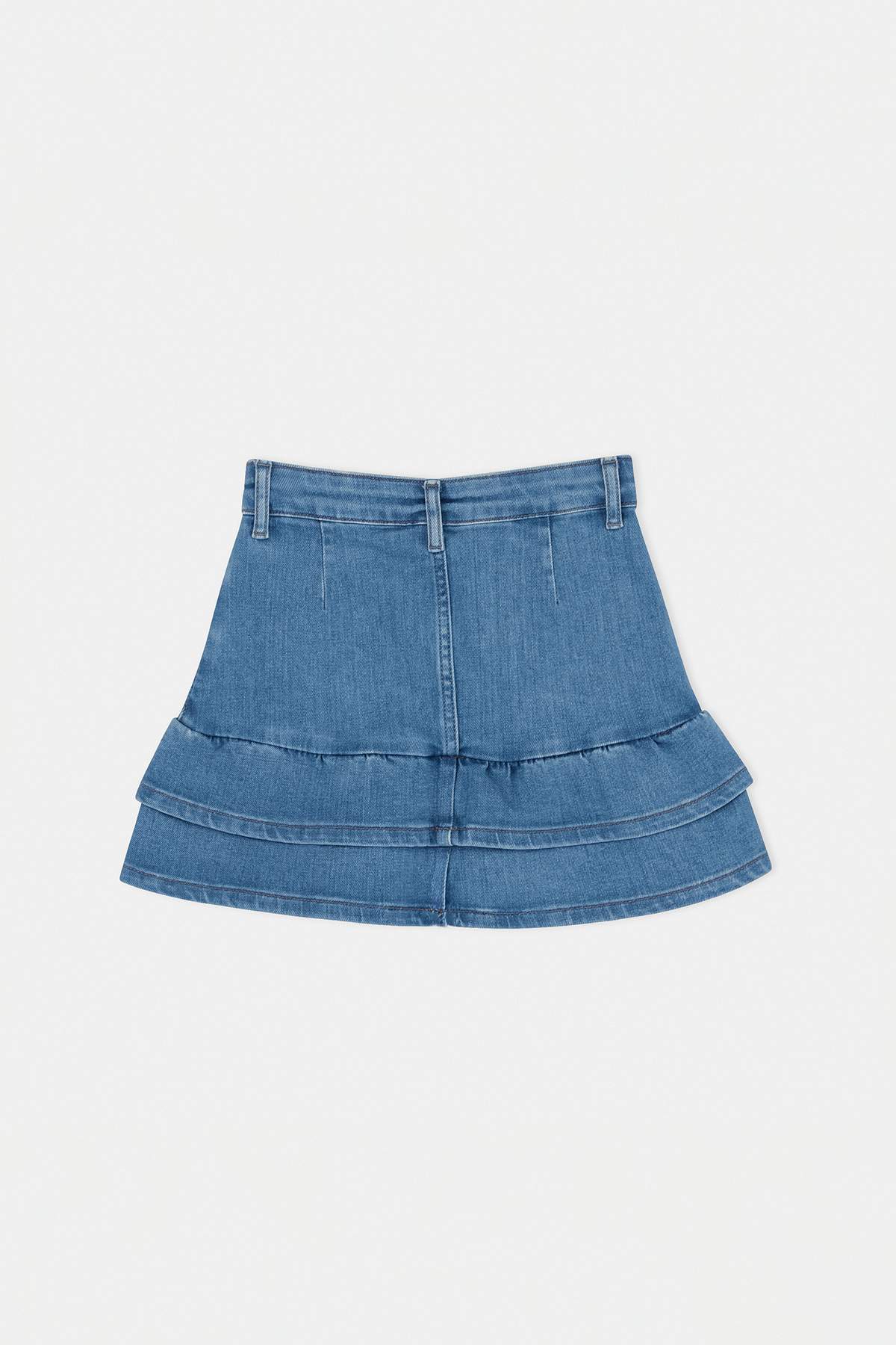 Girls' Blue Ruffled Denim Skirt