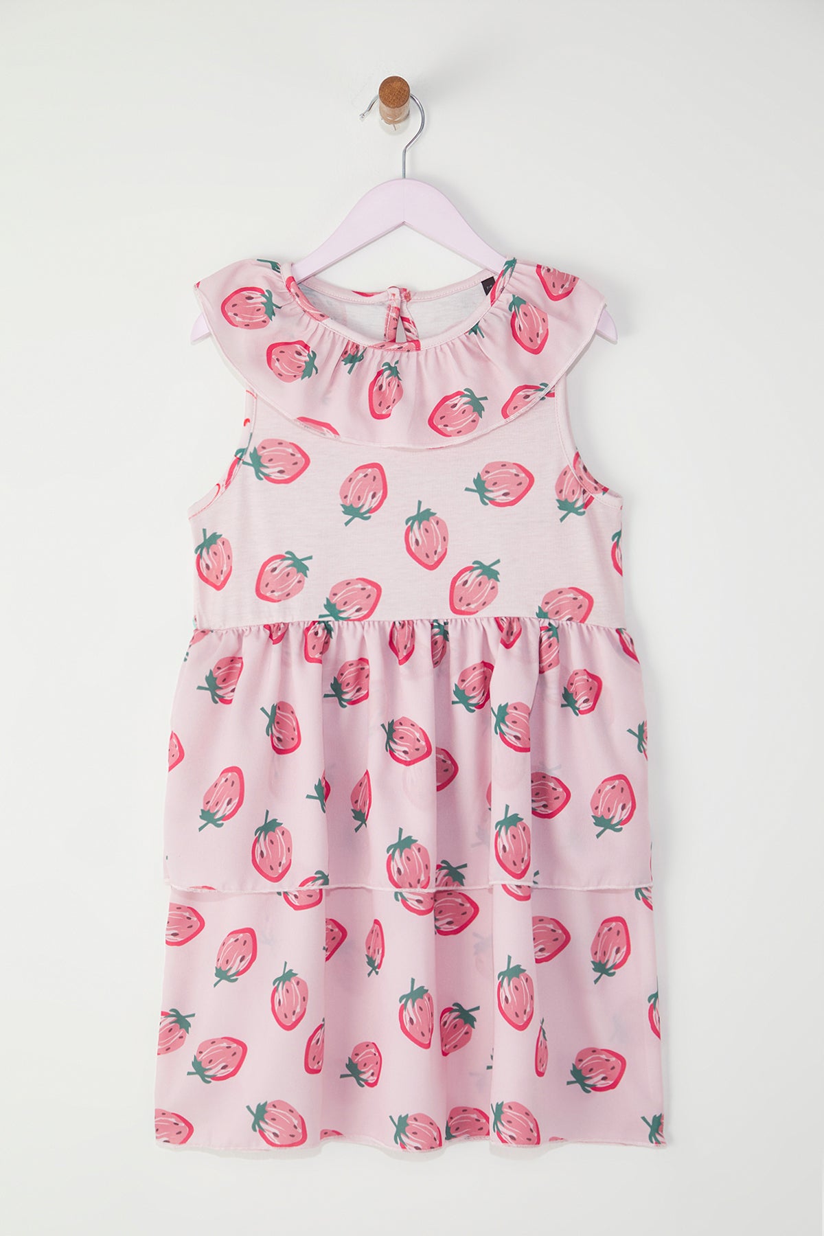 Girls' Ecru Heart-Print Short-Sleeve Mini Dress