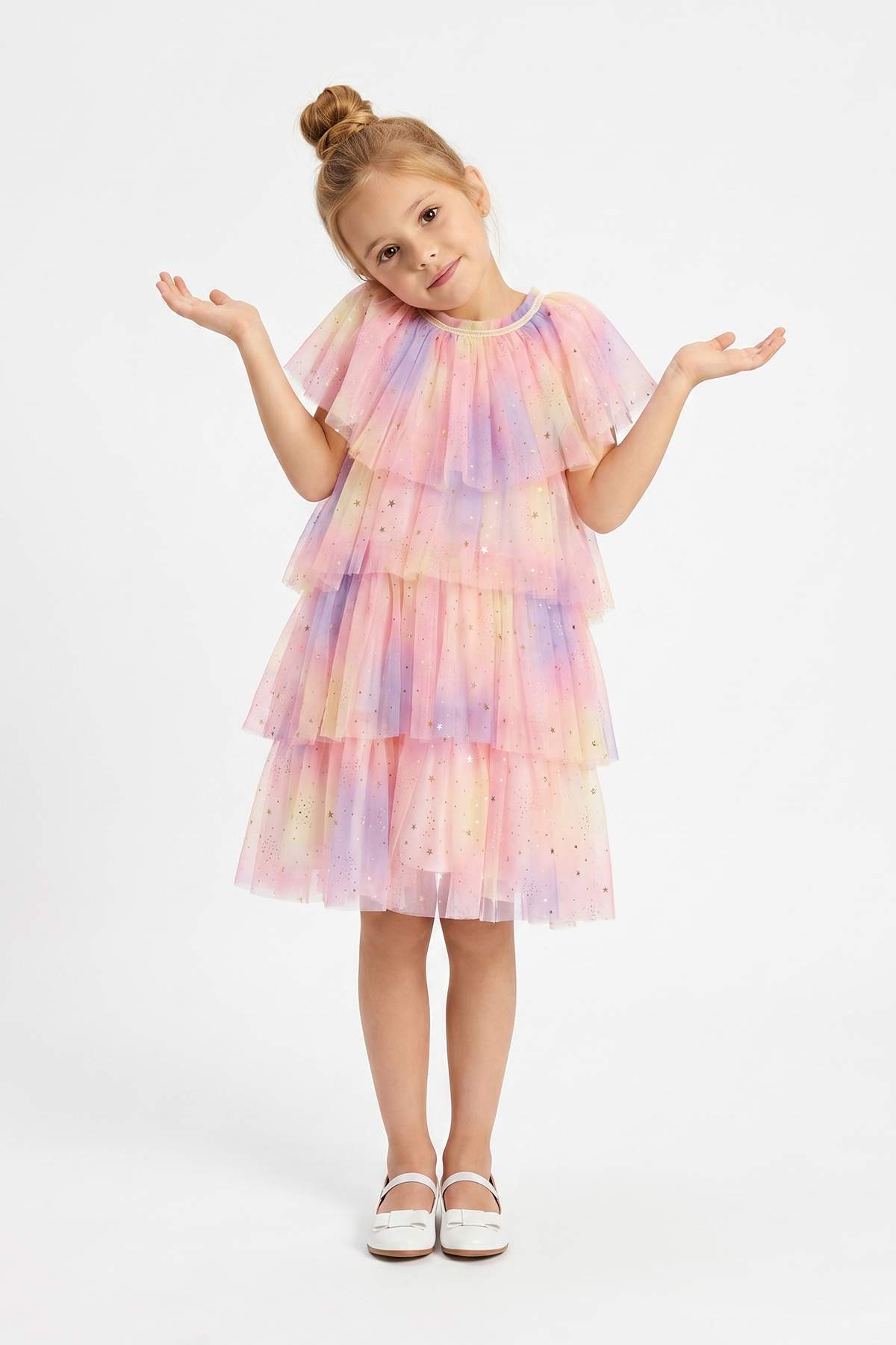 Girls' Tulle-Detail Maxi Dress