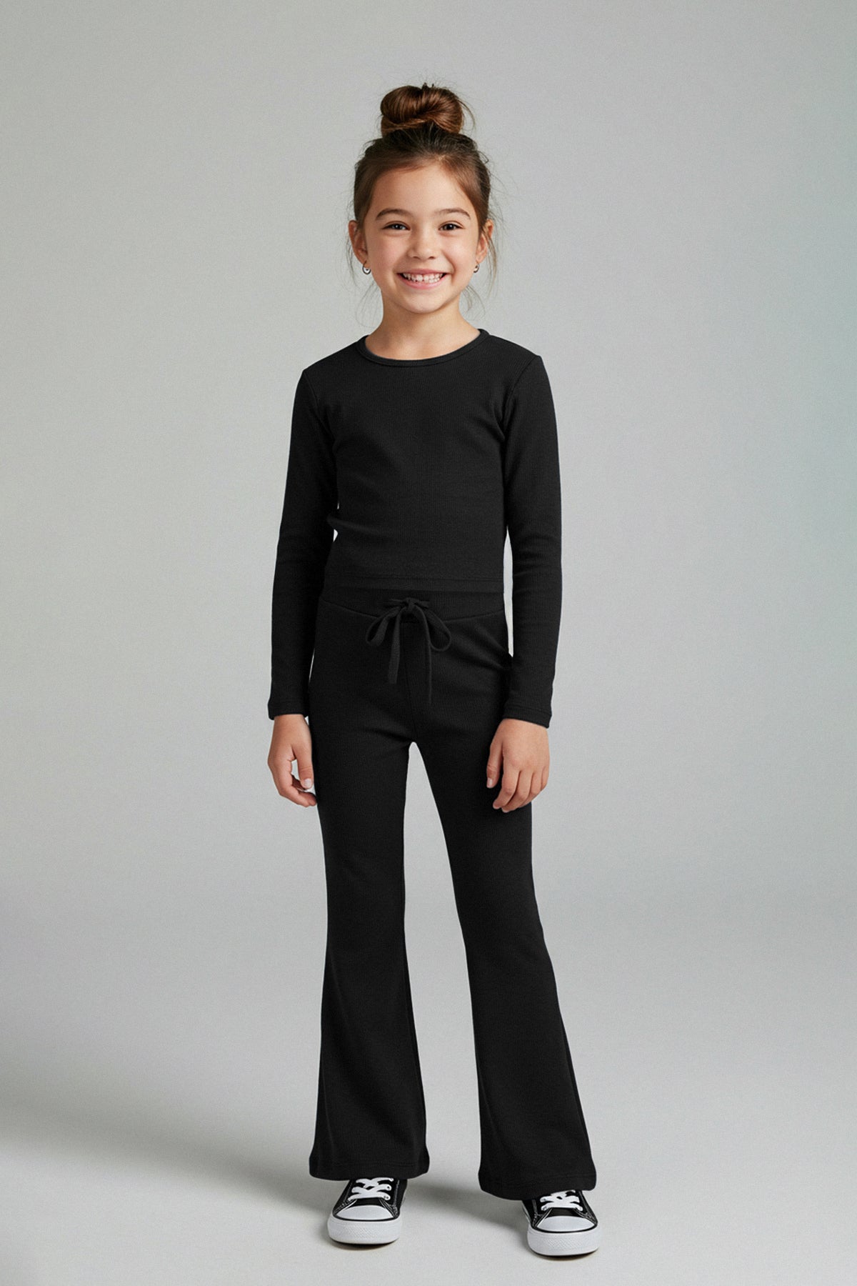 Girls' Burgundy Crew-Neck Top & Leggings Set