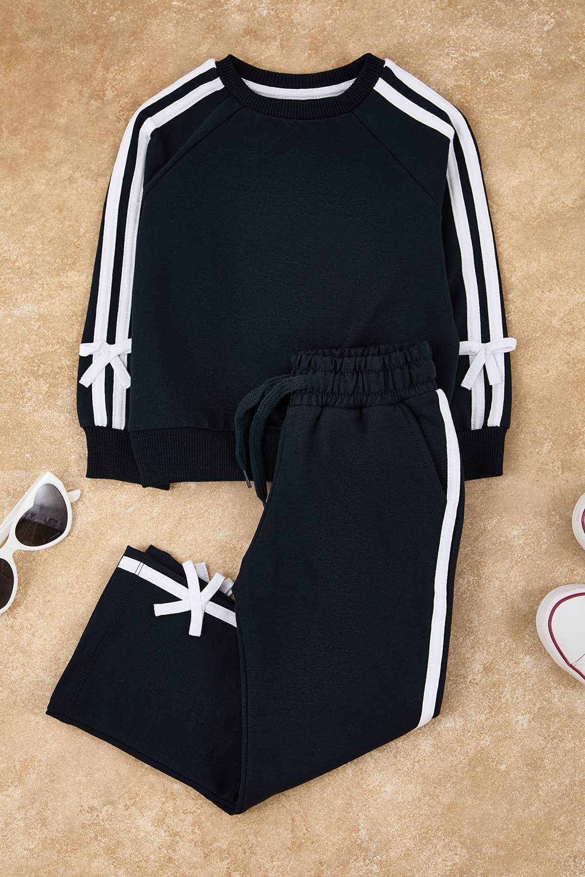 Girls' Pink Cotton Crew-Neck Sweatshirt & Jogger Set