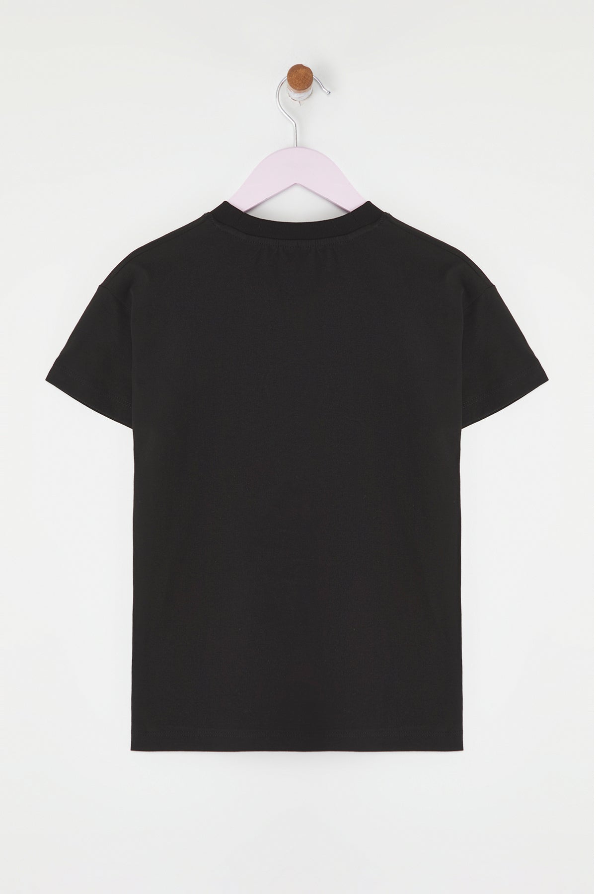 Girls' Black Floral-Embroidered Cotton T-Shirt