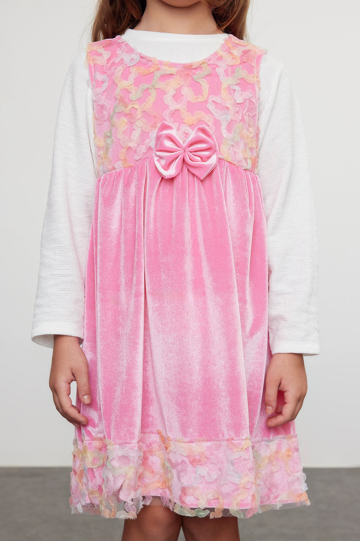 Girls' Fuchsia Bow Tulle Dress & Bodysuit Set