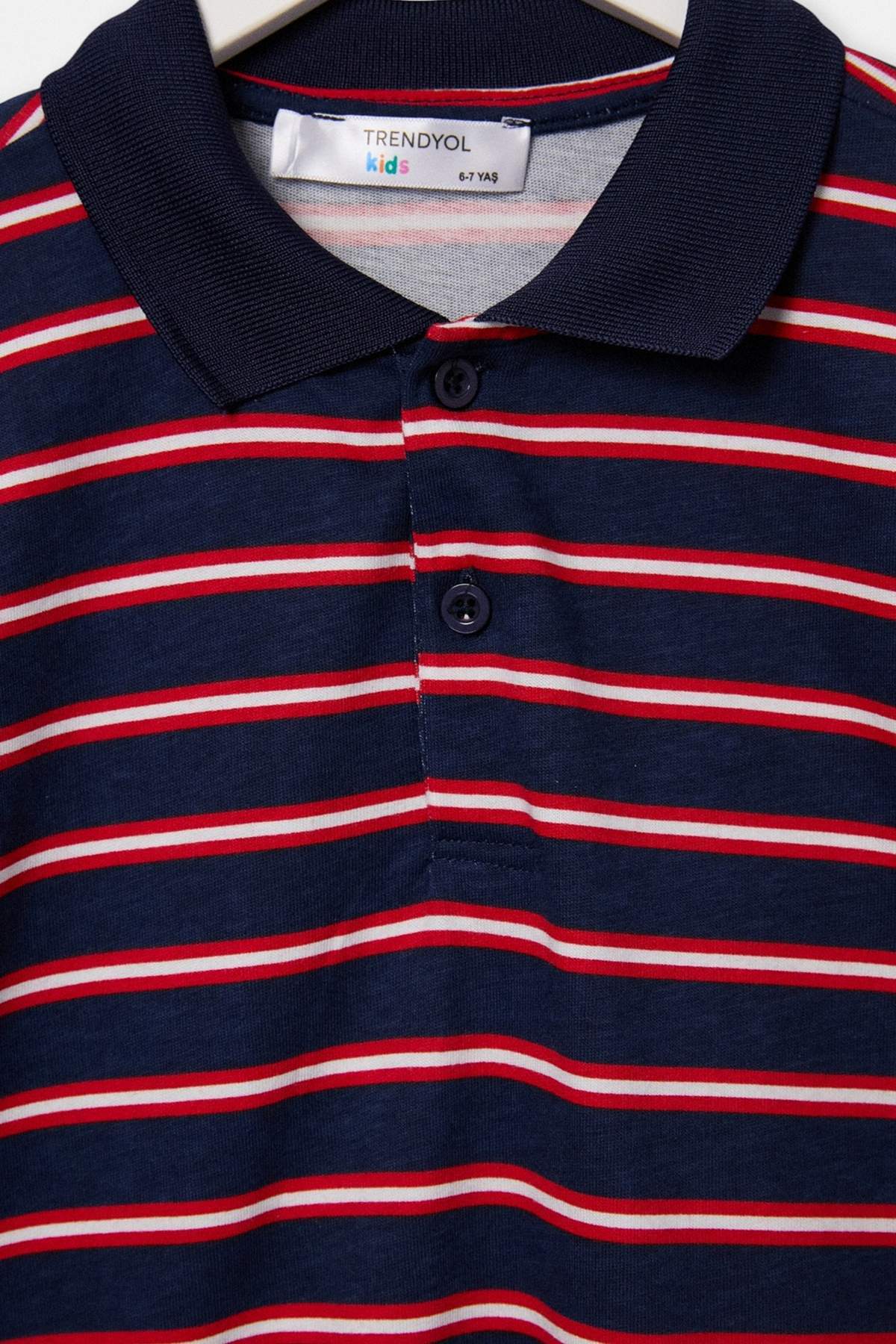 Boys' Navy Striped Polo Shirt