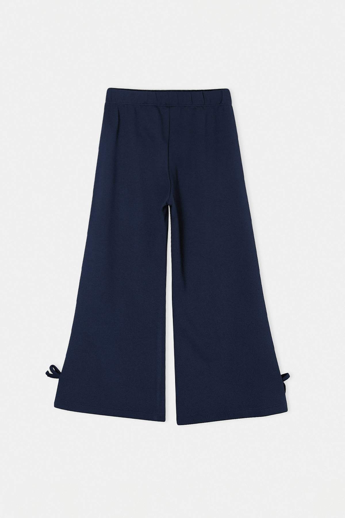 Girls' Navy Ribbon-Detail Knit Trousers