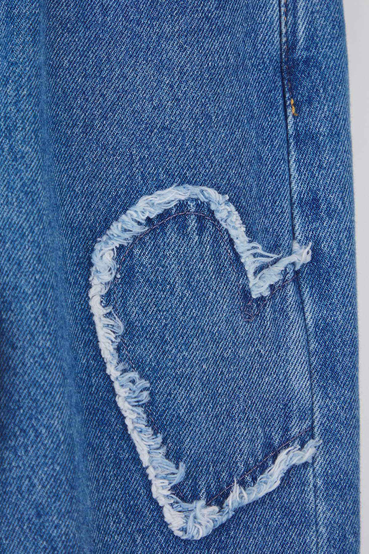 Girls' Blue Star-Print Wide-Leg Denim Trousers