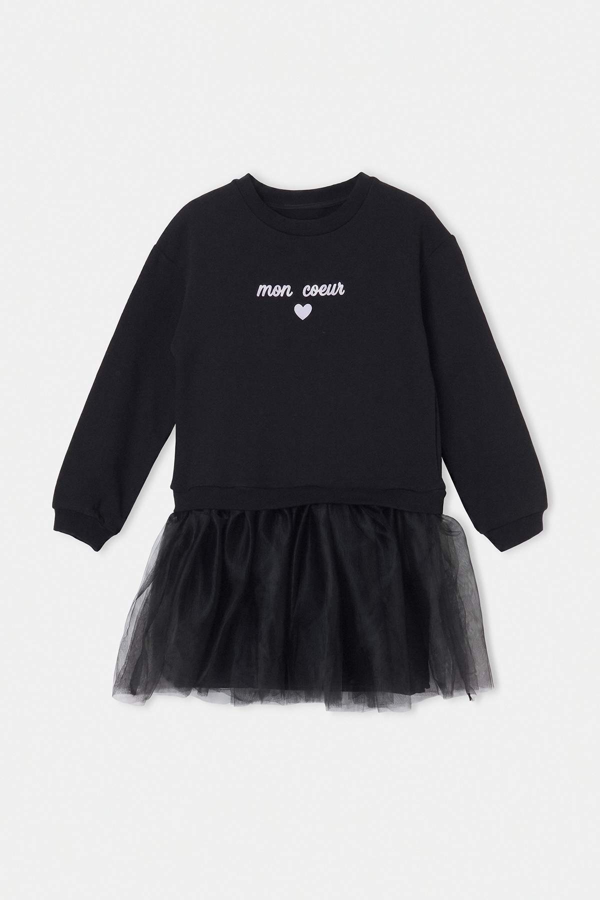 Girls' Printed Cotton Crew-Neck Jersey Dress
