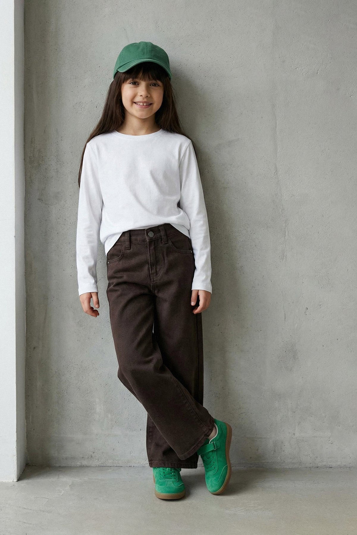 Girls' Cotton Flared Jeans with Adjustable Waist