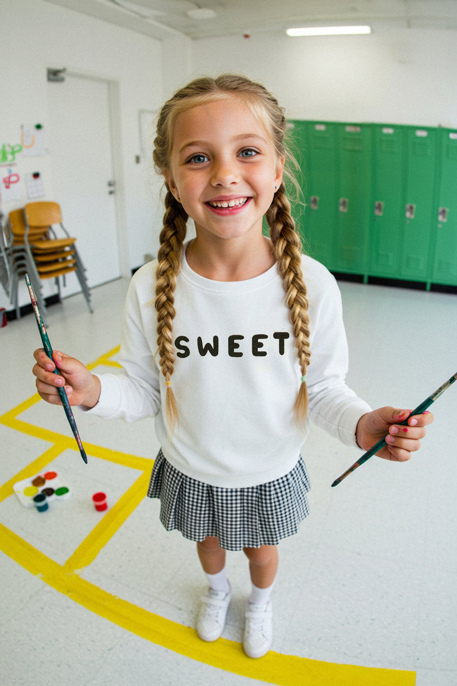 Girls' Ecru Cotton Jersey Dress
