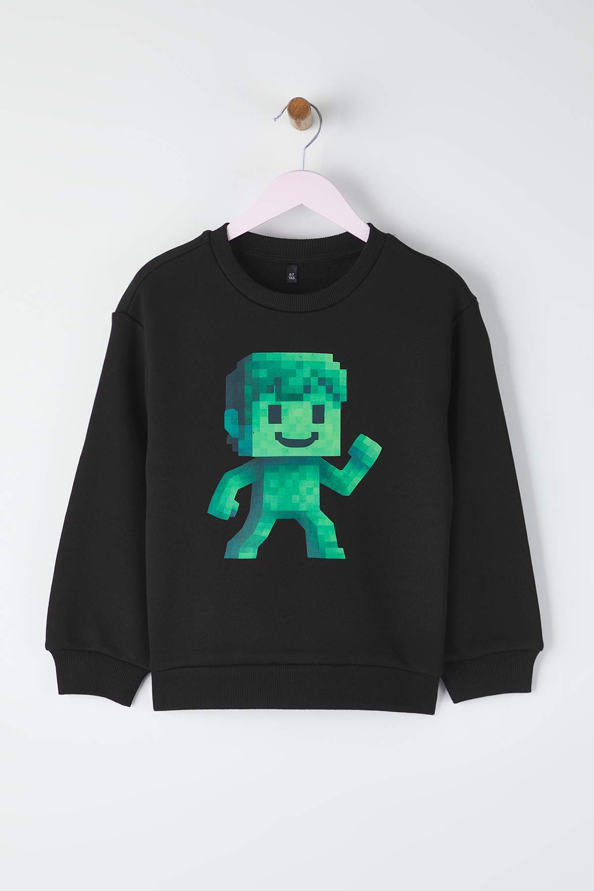 Boys' Black Printed Crew-Neck Sweatshirt