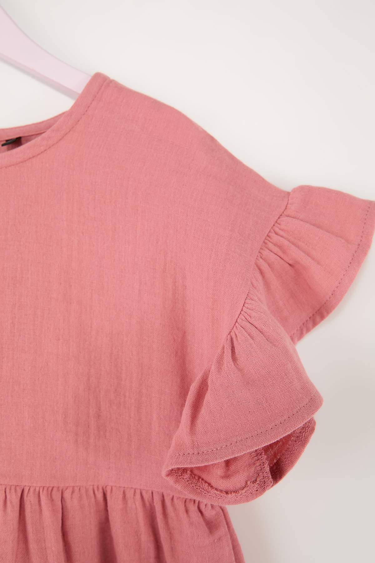 Girls' Muslin Plain Mini Dress