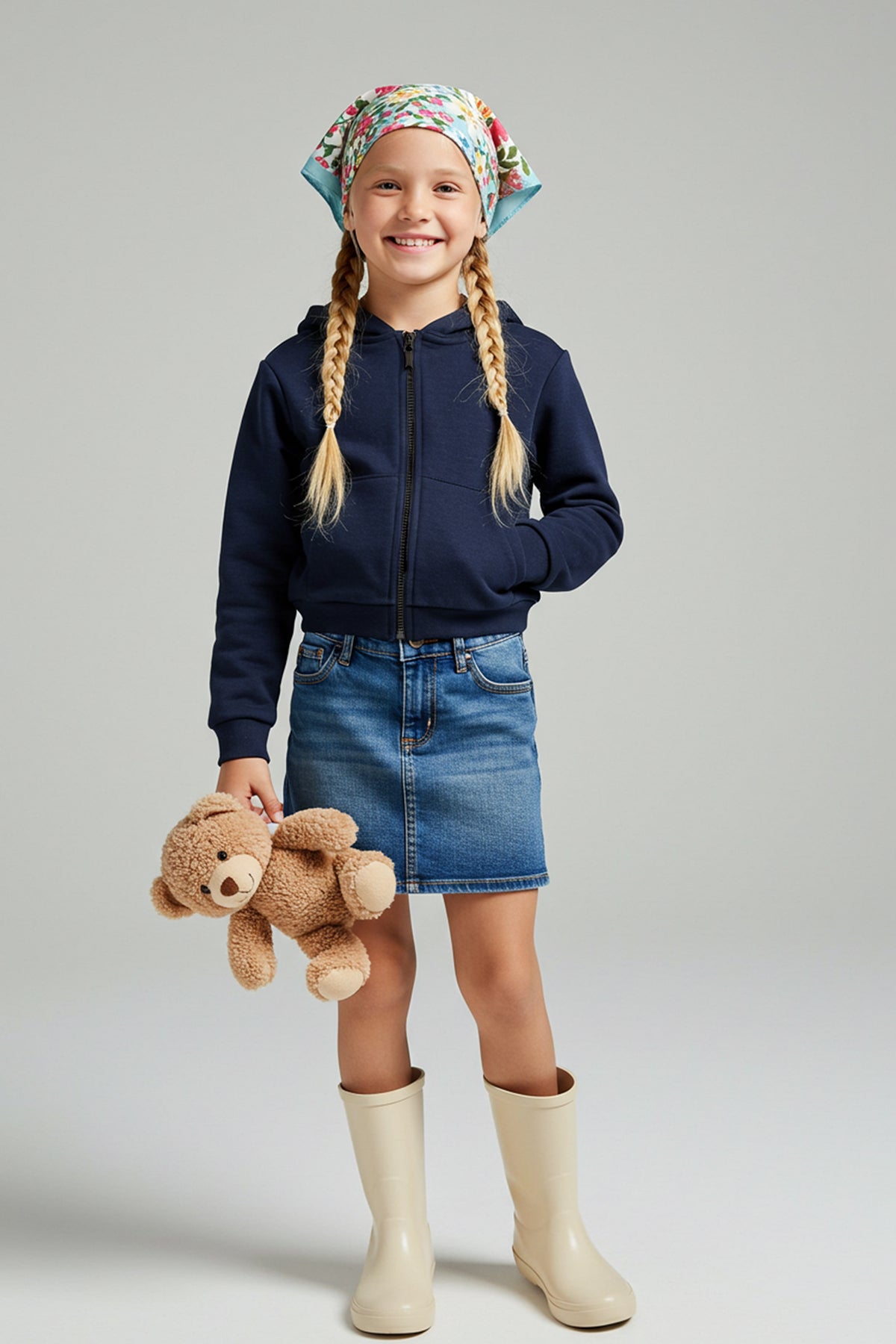 Girls' Cropped Hooded Zip Cardigan