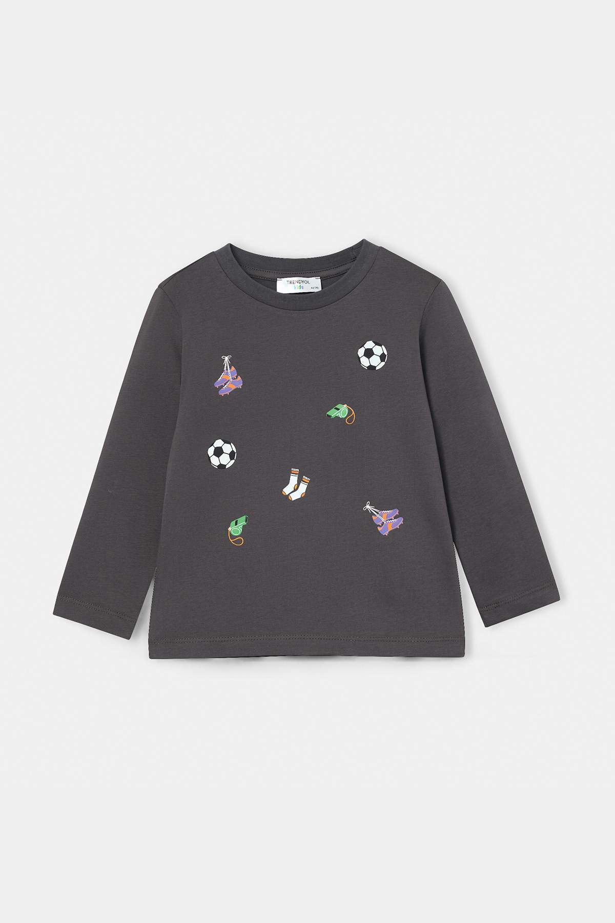 Boys' Anthracite Printed Long-Sleeve T-Shirt