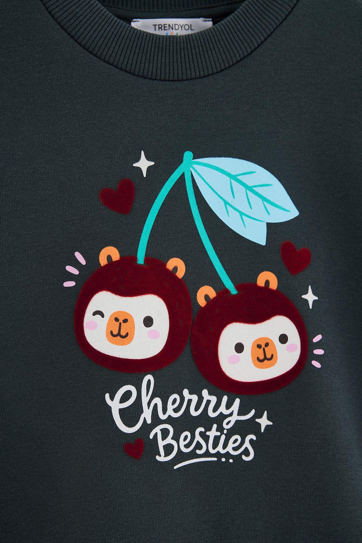 Girls' Charcoal Cherry-Print Sweatshirt
