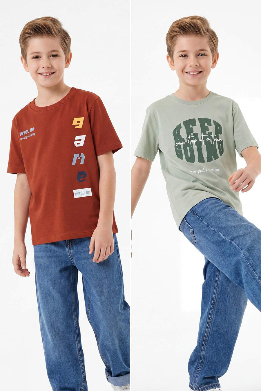 Boys' Terracotta & Mint Printed T-Shirt 2-Pack