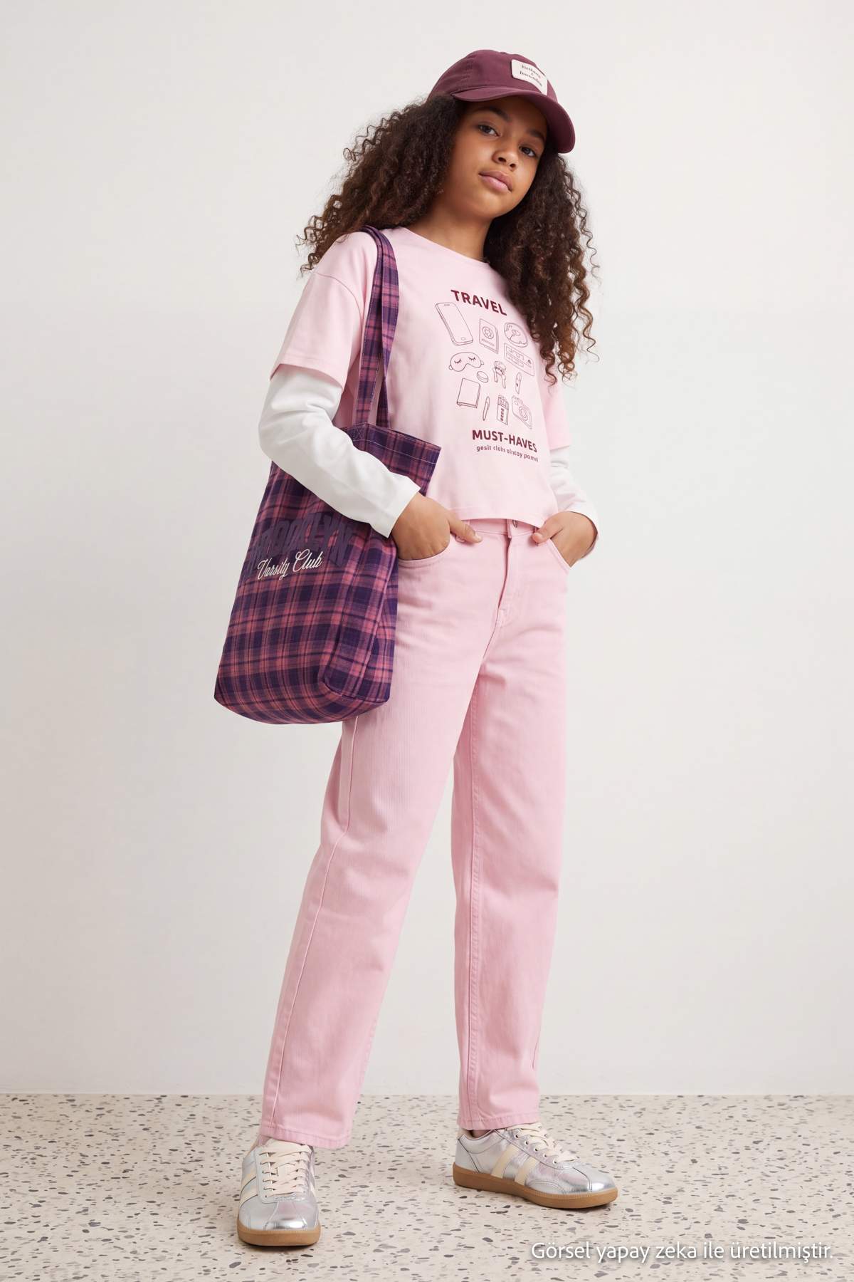 Girls' Pink Wide-Leg Jeans