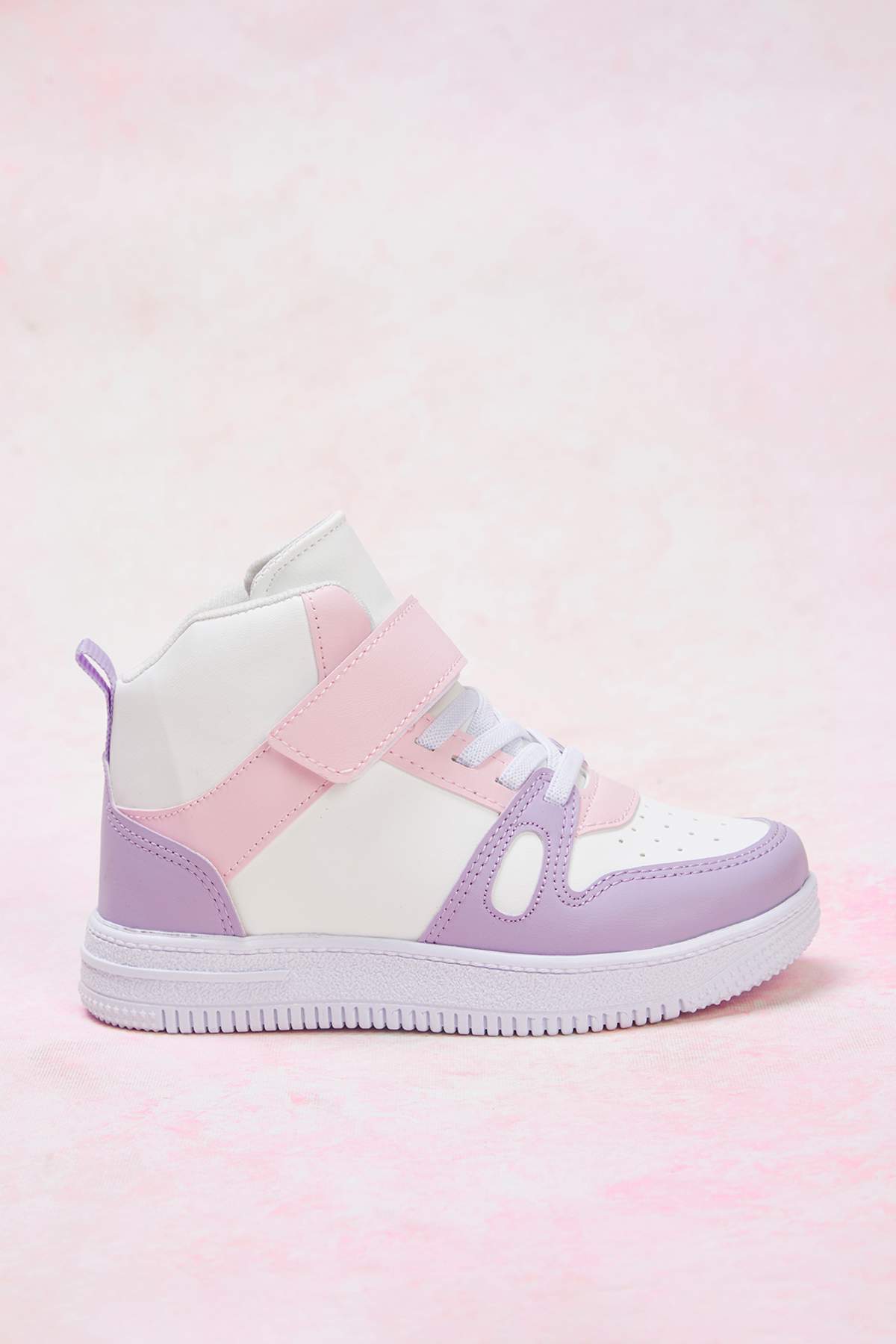 Girls' Purple Colour-Block Velcro & Lace Sneakers