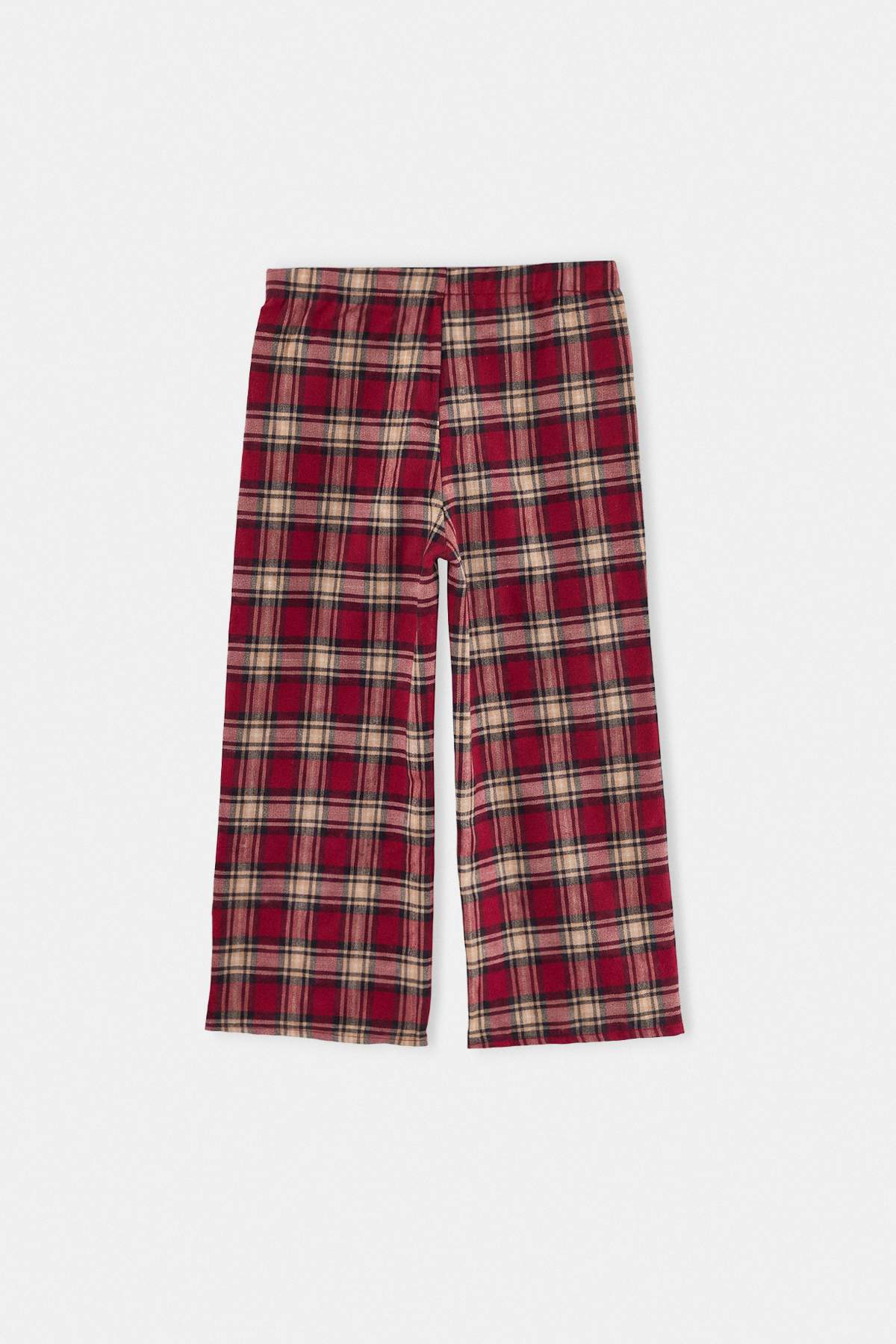Girls' Burgundy Check Knit Trousers